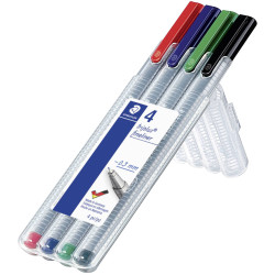 Staedtler 334 SB4 Fineliner 4 pc pack assorted colours fibre-tip pens