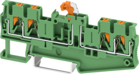 Knife disconnect terminal, push-in connection, 0.34-4.0 mm², 4 pole, 16 A, green, 1313179