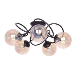 Lampa sufitowa FLORO czarna, szklane bursztynowe klosze Ø14 cm na E14 K-5127 Kaja Lighting