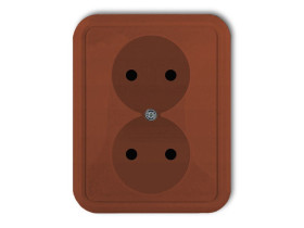 LIZA Gniazdo podwójne bez uziemienia brązowy 4GPT-2 KARLIK