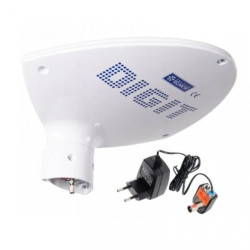 Antena szerokopasmowa DVB-T/T2 Telkom-Telmor DIGIT Activa biała w zestawie z zasilaczem antenowym ze zwrotnicą