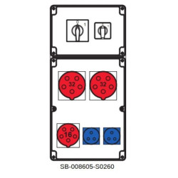 Rozdzielnica 0-1(32A) 0-1(16A) 2x5x32A 1x5x16A 2x3x16A INA=32A SB-008605-S0260-54