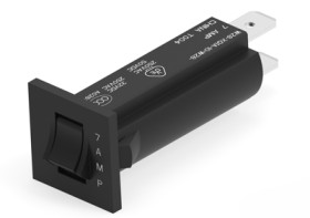 Circuit breaker, thermal, 1 pole, 10 A, 32 V (DC), 250 V (AC), faston plug 6.35 mm, snap-in, 2-1393250-5