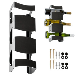 Wieszak na wino metalowy czarny, 3 butelki