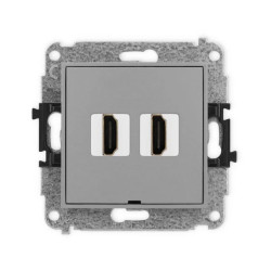 MINI Mechanizm gniazda podwójnego HDMI 2.1, 8K, bez pola opisowego szary mat 27MHDMIBO-6