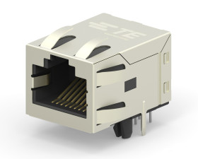 Złącze RJ45 Żeński Złącze RJ45 Montaż na płytce drukowanej Cat6 TE Connectivity, 90° 8-żyłowe