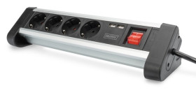 Listwa zasilająca biurowa 45 4-gniazdowa 2x USB (5V/2A) z możliwością obrotu o 290 aluminiowa DA-70614