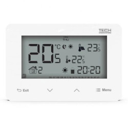 TECH ST-293 V3 - Regulator pokojowy przewodowy dwustanowy kolor biały szklany