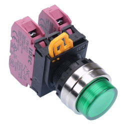 YW4L-A2E02Q0G Green 22mm Metal Bezel Maintained Push Button Switch 2NC IP65 IDEC
