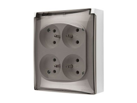 SIMON AQUACLICK Gniazdo poczwórne z uziemieniem klapka transparentna zaciski śrubowe IP44 biały ACGZ4/11A KONTAKT SIMON