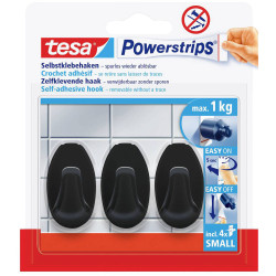 tesa 58275-00000-20 Powerstrips black Adhesive hooks 14x34mm 3pcs