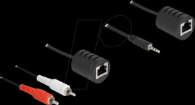 87859 Stereo Audio Extender RJ45 jack to 3.5 mm stereo jack and 2 x RC