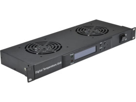 Panel chłodzący 2x wentylator z termostatem RACK 19 cali 1U LCD czarny NEKU