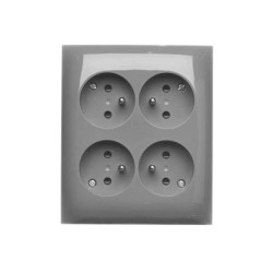 Simon Aquaclick Gniazdo natynkowe, 4-krotne z uziemieniem, z przesłonami, IP20, zaciski śrubowe ciemnoszary ACGZN4Z/18