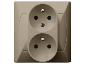 AKCENT Gniazdo podwójne z uziemieniem z funkcją niezamienności faz beżowy GP-2AC/01 OSPEL