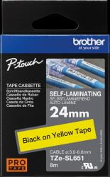 TZE-SL651 Labelling tape, self-laminating, black on yellow, 24 mm