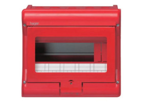 Rozdzielnica natynkowa 10 modułowa 1x10M drzwi transparentne czerwona IP55 vector VE109A HAGER