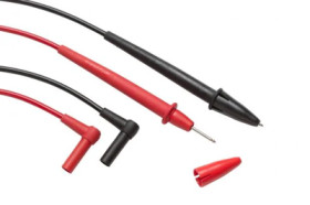 Measuring lead with (test probe, straight) to (4 mm plug, angled), 1.22 m, black/red, PVC, CAT III, FLUKE TL75-1
