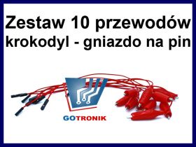 Zestaw 10 przewodów połączeniowych krokodyl - gniazdo na pin