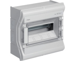 Rozdzielnica natynkowa 12 modułowa 1x12M drzwi transparentne odporna na UV przetłoczenia IP65 Vector outdoor VE112PN HAGER