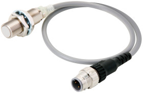 Czujnik zbliżeniowy M12 Indukcyjny 3 mm Omron Wpuszczany 10 → 30 V DC długość 47mm Gwintowany