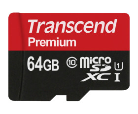 Karta Micro SD MicroSDXC, 64 GB Nie, Transcend Premium -25 → +85°C 400x