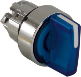 Toggle switch, illuminable, groping, waistband round, blue, front ring silver, 3 x 45°, mounting Ø 22 mm, ZB4BK1863