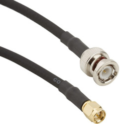 Coaxial cable, BNC plug (straight) to SMA plug (straight), 50 Ω, RG-58/U, grommet black, 250 mm, 245101-04-M0.25