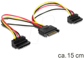 60128 Power SATA 15pin St > 2x SATA 15pin Bu HDD 90°