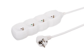 Przedłużacz 4-gniazdowy, 3m biały, 3x1,0mm OWY 34430