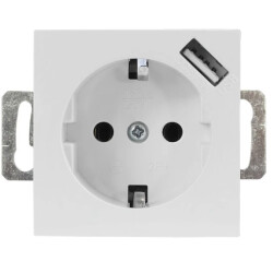 QUADRA Gniazdo SCHUKO +USB białe