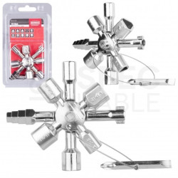 Kluczyk bezpieczeństwa uniwersalny do szaf / rodzielnic na łańcuszku 10w1 MODECO MN-14-210