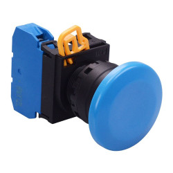 YW1B-A4E10S Blue 22mm Mushroom Maintained Push Button Switch NO IP65 IDEC