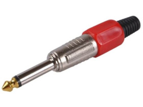 Wtyk JACK 6,3mm stereo, obudowa metalowa guma czerwona