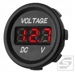 Cyfrowy woltomierz samochodowy LED okrągły;czerwony;napięcie 6-30V