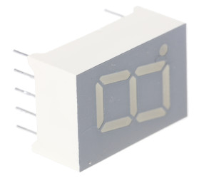 Wyświetlacz diodowy LED 7-segmentowy ze wspólną anodą 7,6 mcd RH DP, Czerwony 12.7mm Kingbright 625 nm