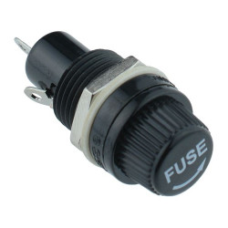 R3-12E Black 20mm Panel Mount Fuse Holder 10A 250V