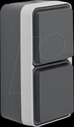 47703525 Surface-mounted vertical 2-gang power socket with hinged cover,