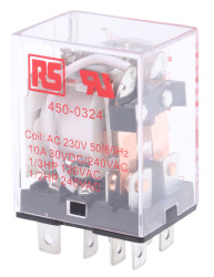 Przekaźnik mocy 230V ac DPDT RS PRO 1.2W, Wciskane 12 500Ω Styk płytki drukowanej