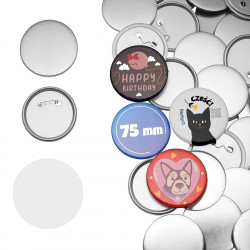 Zestaw 100 szt. przypinek metalowych 75mm