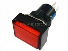 Przycisk bistabilny 16mm; prostokąt; czerwony