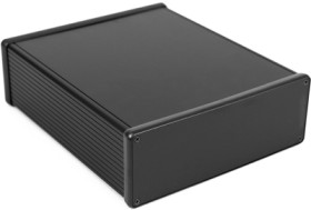 Aluminum enclosure, (L x W x H) 220 x 191 x 66 mm, black (RAL 9004), IP54, 1455U2201BK