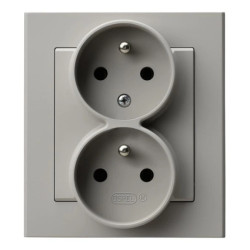 SONATA Gniazdo podwójne z uziemieniem z funkcją niezamienności faz, kompletne z ramką kaszmir GP-2RC/82