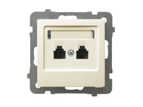AS Gniazdo telefoniczne podwójne niezależne ecru GPT-2GN/m/27 OSPEL