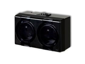 SENIOR IP44 Gniazdo podwójne z uziemieniem (klapka dymna) czarny 12GHS-2nd KARLIK