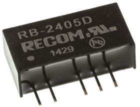 Przetwornica DC-DC, 1W, Uwe 21,6 → 26,4 V DC, Uwy ±5V dc, Iwy ±100mA, Recom