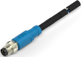 Sensor actuator cable, M8-cable plug, straight to open end, 4 pole, 0.5 m, PVC, black, 3 A, T4061110004-001