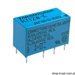 RY12W-K Relay DPDT 1A 12VDC 960Ohm THT TAKAMISAWA