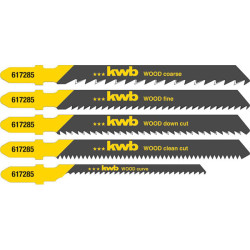 kwb 617285 jigsaw Blade set Wood 5 pcs T-shank HCS steel coarse to fine