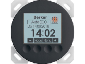 BERKER R.1/R.3 Regulator temperatury ze sterownikiem czasowym styk zwierny przycisk czarny połysk 20462045 HAGER